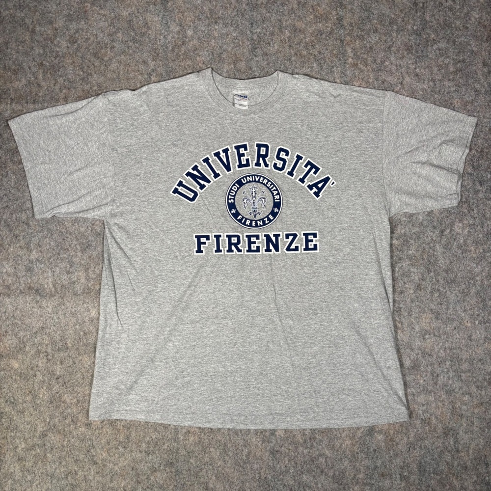 Universita Firenze T-Shirt Mens 2XL Gray University of Florence Italy Gildan Tee
